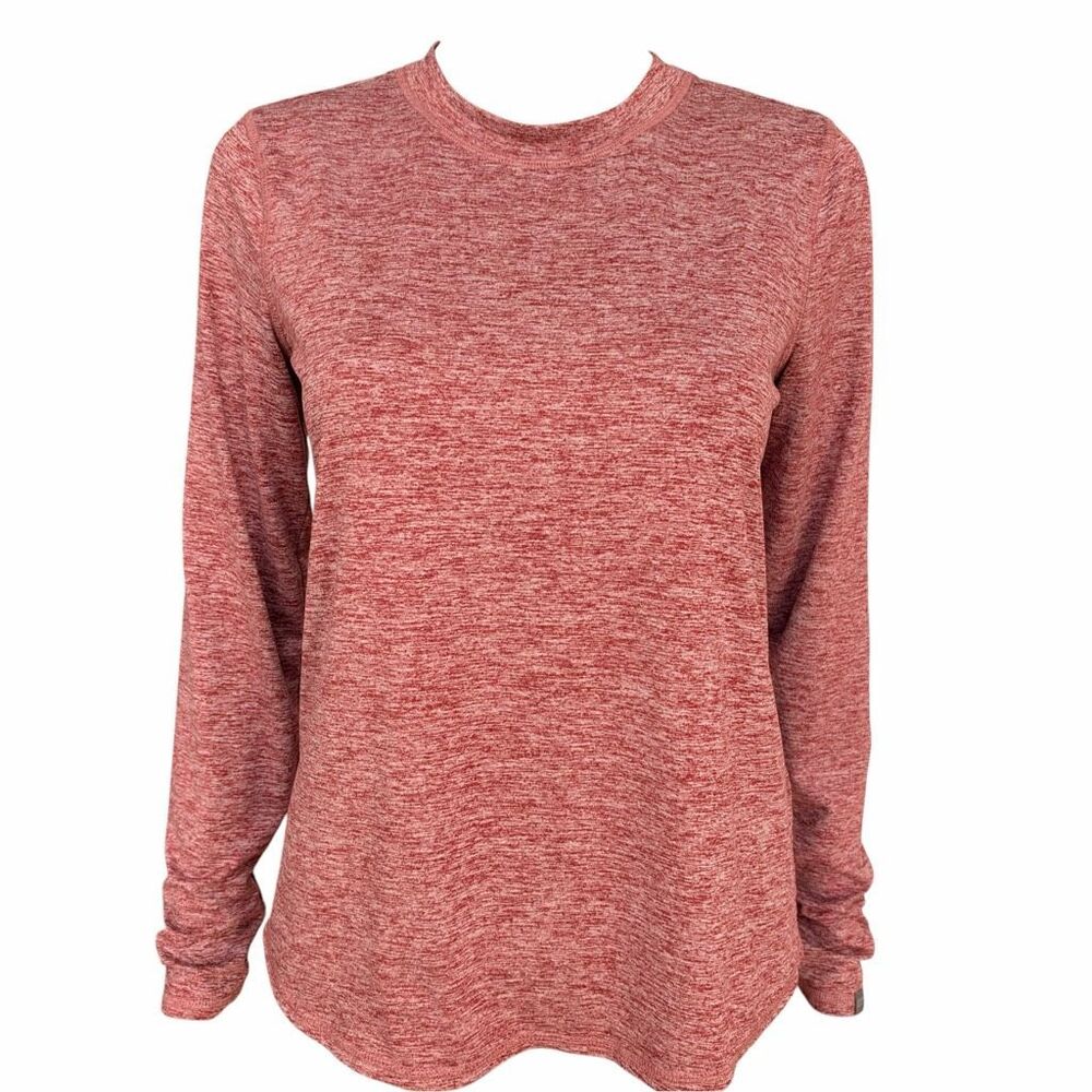 Fabletics heathered red long-sleeve crewneck performance shirt size S